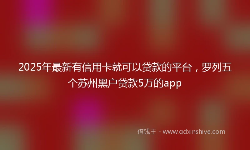 2025年最新有信用卡就可以贷款的平台，罗列五个苏州黑户贷款5万的app