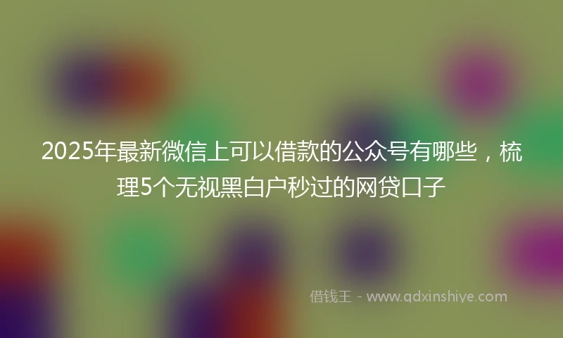 2025年最新微信上可以借款的公众号有哪些，梳理5个无视黑白户秒过的网贷口子