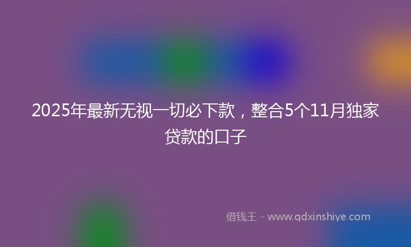 2025年最新无视一切必下款，整合5个11月独家贷款的口子