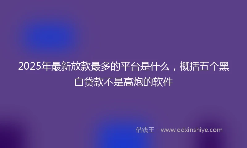 2025年最新放款最多的平台是什么，概括五个黑白贷款不是高炮的软件