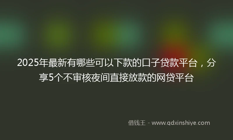 2025年最新有哪些可以下款的口子贷款平台，分享5个不审核夜间直接放款的网贷平台