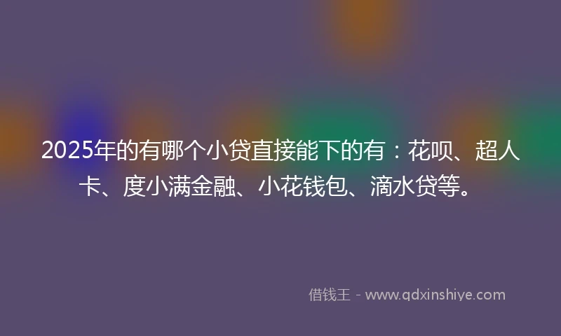 2025年的有哪个小贷直接能下的有：花呗、超人卡、度小满金融、小花钱包、滴水贷等。