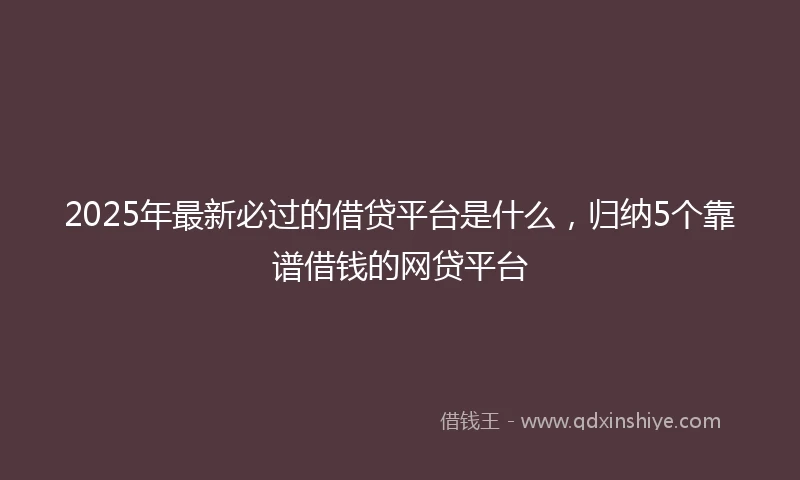 2025年最新必过的借贷平台是什么，归纳5个靠谱借钱的网贷平台