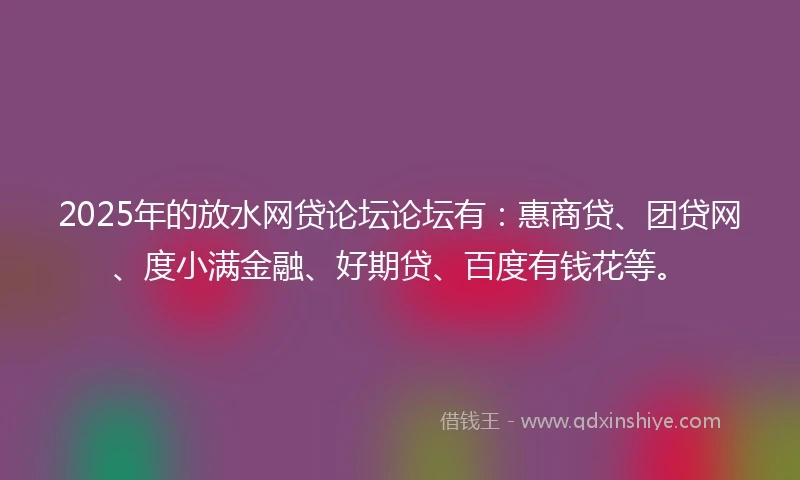 2025年的放水网贷论坛论坛有：惠商贷、团贷网、度小满金融、好期贷、百度有钱花等。