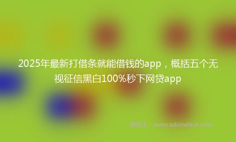 2025年最新打借条就能借钱的app，概括五个无视征信黑白100%秒下网贷app