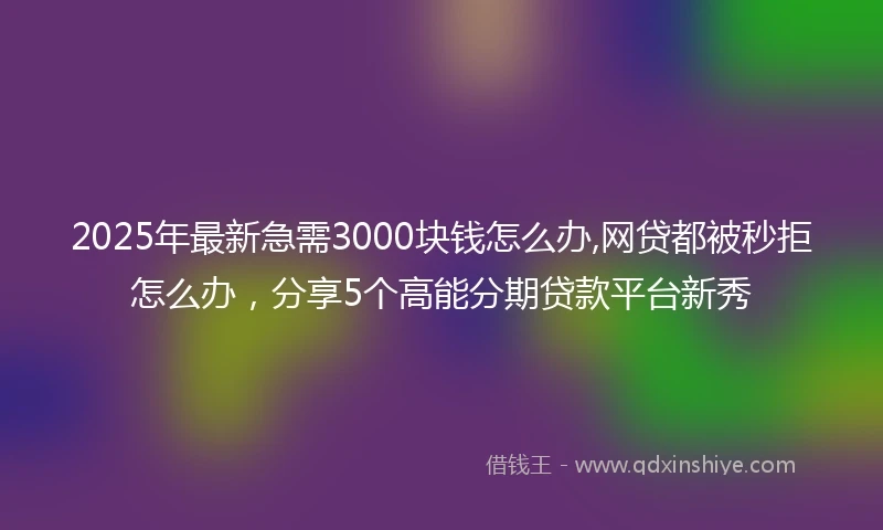 2025年最新急需3000块钱怎么办,网贷都被秒拒怎么办，分享5个高能分期贷款平台新秀