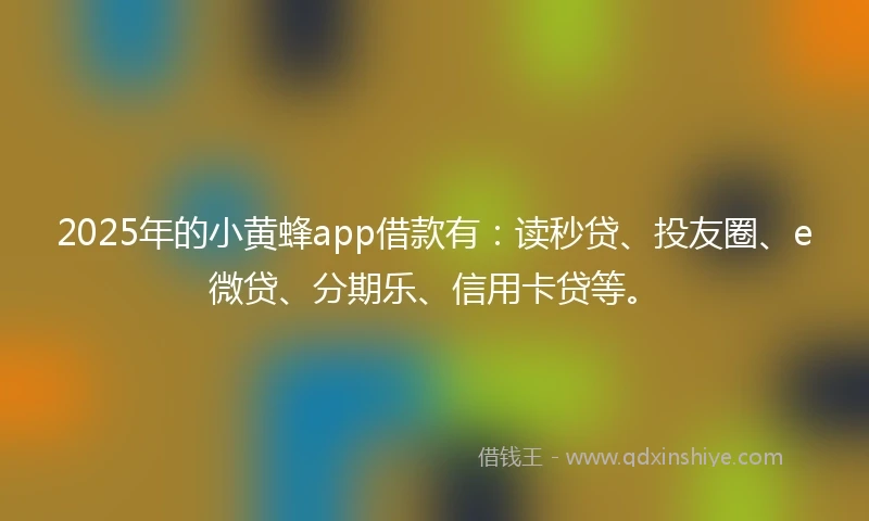 2025年的小黄蜂app借款有：读秒贷、投友圈、e微贷、分期乐、信用卡贷等。