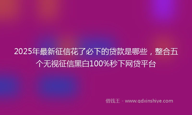 2025年最新征信花了必下的贷款是哪些，整合五个无视征信黑白100%秒下网贷平台