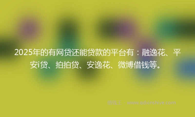 2025年的有网贷还能贷款的平台有：融逸花、平安i贷、拍拍贷、安逸花、微博借钱等。