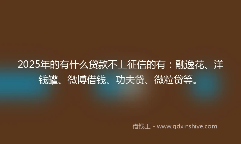 2025年的有什么贷款不上征信的有：融逸花、洋钱罐、微博借钱、功夫贷、微粒贷等。