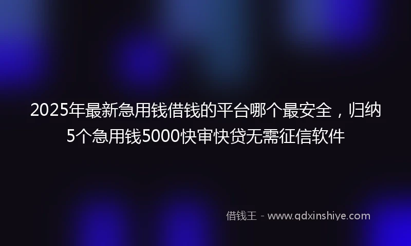 2025年最新急用钱借钱的平台哪个最安全，归纳5个急用钱5000快审快贷无需征信软件