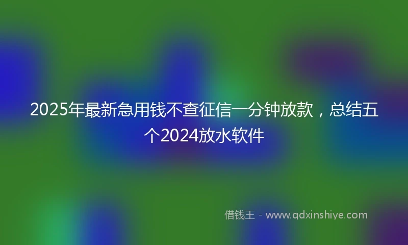 2025年最新急用钱不查征信一分钟放款，总结五个2024放水软件