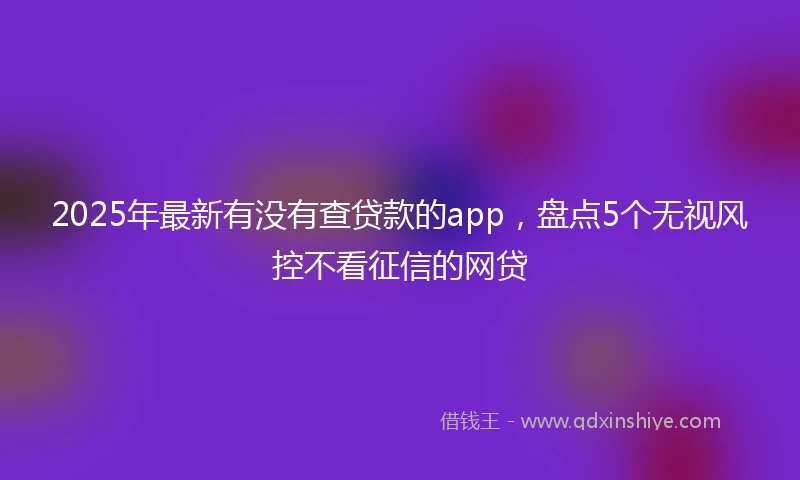 2025年最新有没有查贷款的app,盘点5个无视风控不看征信的网贷