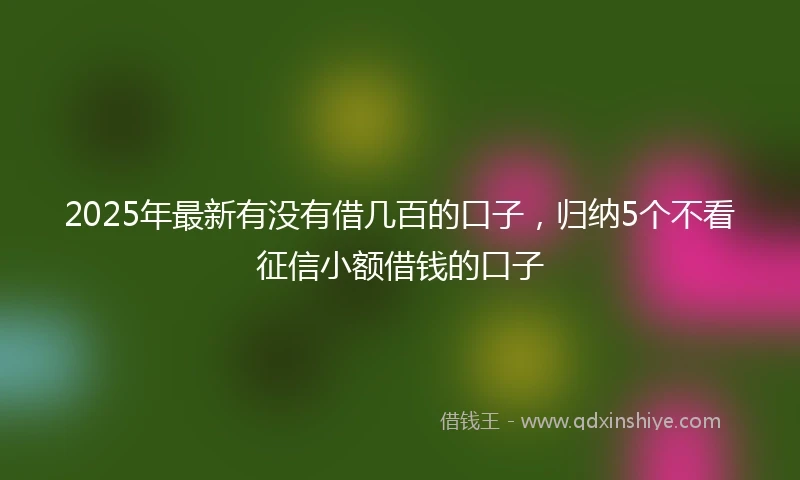 2025年最新有没有借几百的口子，归纳5个不看征信小额借钱的口子