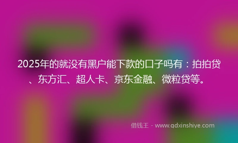 2025年的就没有黑户能下款的口子吗有：拍拍贷、东方汇、超人卡、京东金融、微粒贷等。