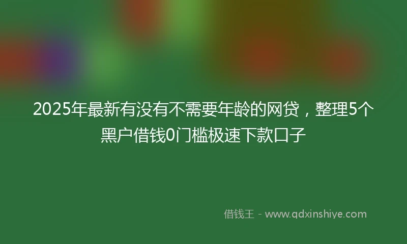 2025年最新有没有不需要年龄的网贷，整理5个黑户借钱0门槛极速下款口子