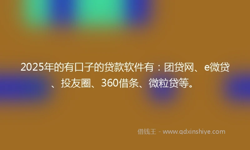 2025年的有口子的贷款软件有：团贷网、e微贷、投友圈、360借条、微粒贷等。