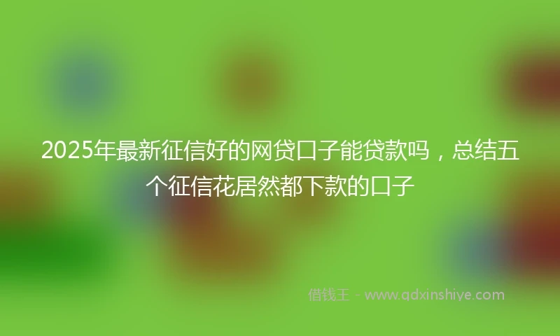 2025年最新征信好的网贷口子能贷款吗，总结五个征信花居然都下款的口子