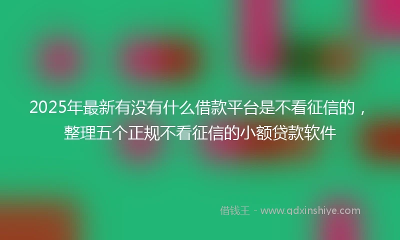 2025年最新有没有什么借款平台是不看征信的，整理五个正规不看征信的小额贷款软件