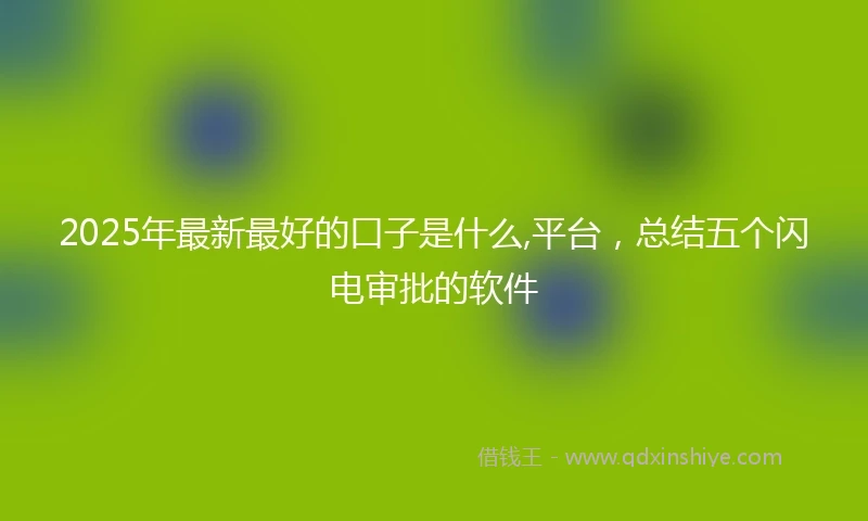 2025年最新最好的口子是什么,平台，总结五个闪电审批的软件