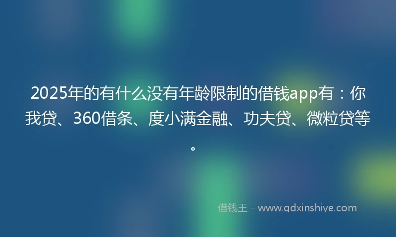 2025年的有什么没有年龄限制的借钱app有：你我贷、360借条、度小满金融、功夫贷、微粒贷等。