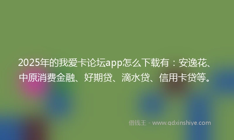 2025年的我爱卡论坛app怎么下载有：安逸花、中原消费金融、好期贷、滴水贷、信用卡贷等。