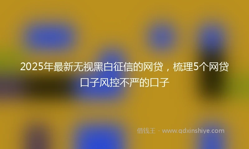 2025年最新无视黑白征信的网贷，梳理5个网贷口子风控不严的口子