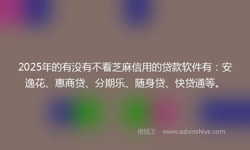 2025年的有没有不看芝麻信用的贷款软件有：安逸花、惠商贷、分期乐、随身贷、快贷通等。