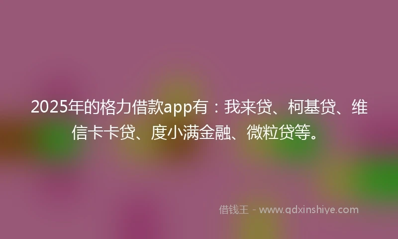 2025年的格力借款app有：我来贷、柯基贷、维信卡卡贷、度小满金融、微粒贷等。