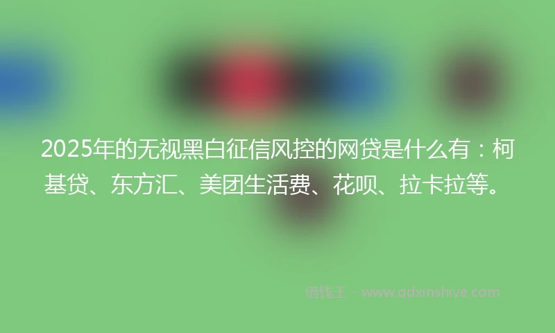 2025年的无视黑白征信风控的网贷是什么有：柯基贷、东方汇、美团生活费、花呗、拉卡拉等。