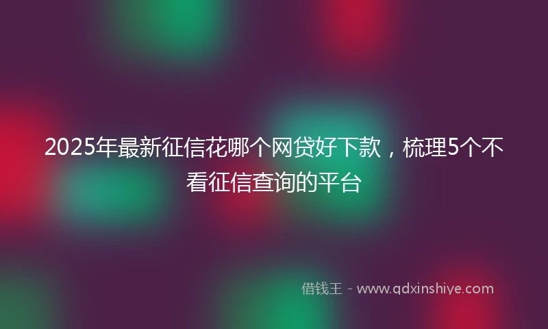 2025年最新征信花哪个网贷好下款，梳理5个不看征信查询的平台