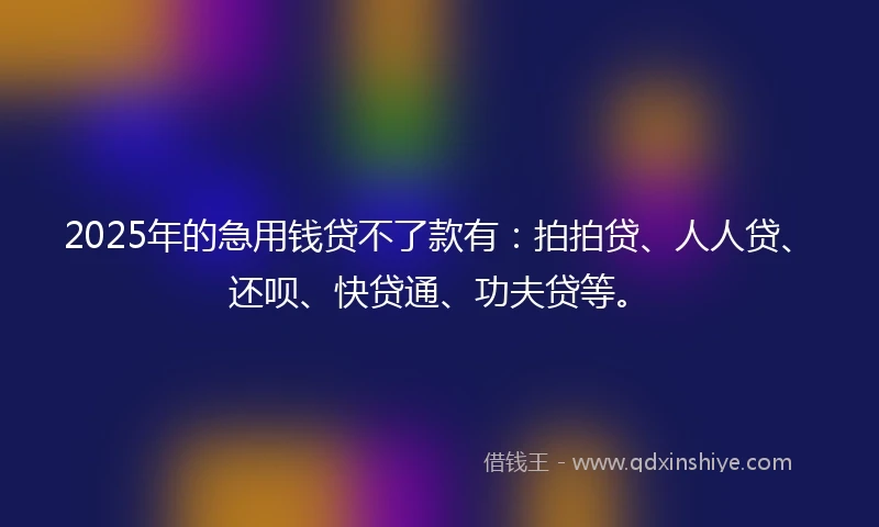 2025年的急用钱贷不了款有：拍拍贷、人人贷、还呗、快贷通、功夫贷等。