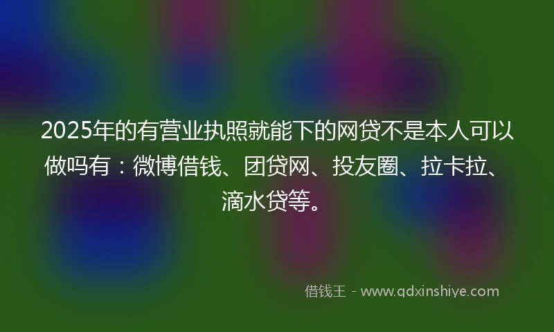 2025年的有营业执照就能下的网贷不是本人可以做吗有：微博借钱、团贷网、投友圈、拉卡拉、滴水贷等。