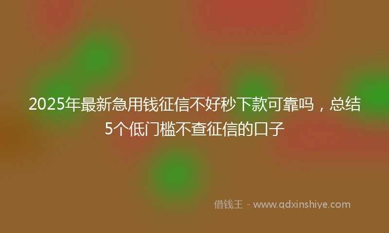 2025年最新急用钱征信不好秒下款可靠吗，总结5个低门槛不查征信的口子