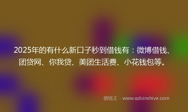 2025年的有什么新口子秒到借钱有：微博借钱、团贷网、你我贷、美团生活费、小花钱包等。