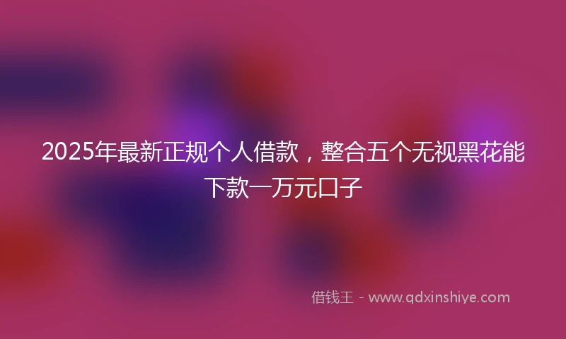 2025年最新正规个人借款，整合五个无视黑花能下款一万元口子