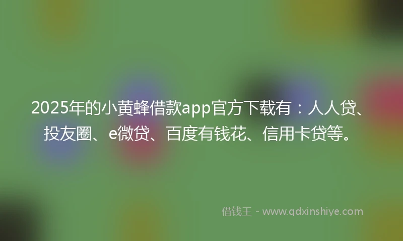 2025年的小黄蜂借款app官方下载有：人人贷、投友圈、e微贷、百度有钱花、信用卡贷等。
