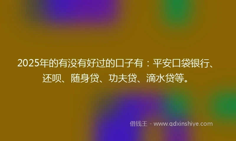 2025年的有没有好过的口子有：平安口袋银行、还呗、随身贷、功夫贷、滴水贷等。