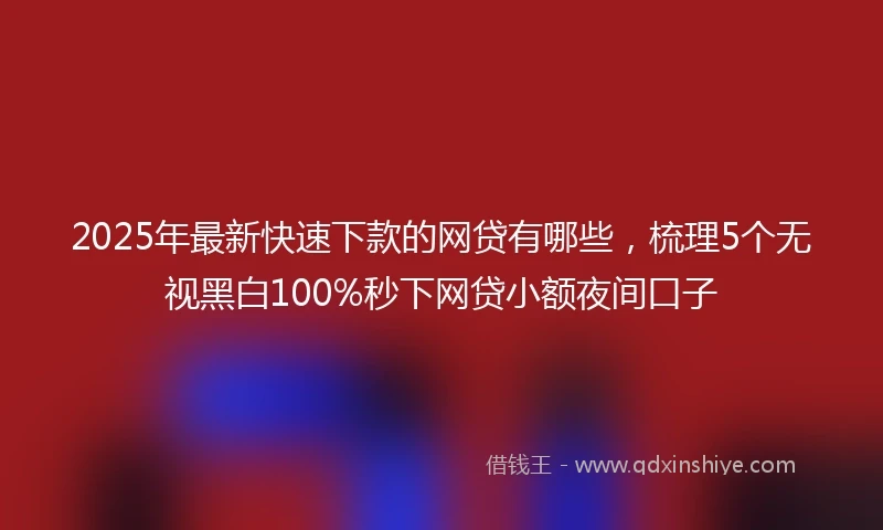 2025年最新快速下款的网贷有哪些，梳理5个无视黑白100%秒下网贷小额夜间口子