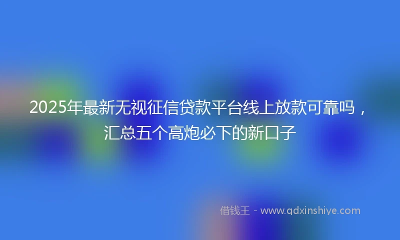 2025年最新无视征信贷款平台线上放款可靠吗，汇总五个高炮必下的新口子