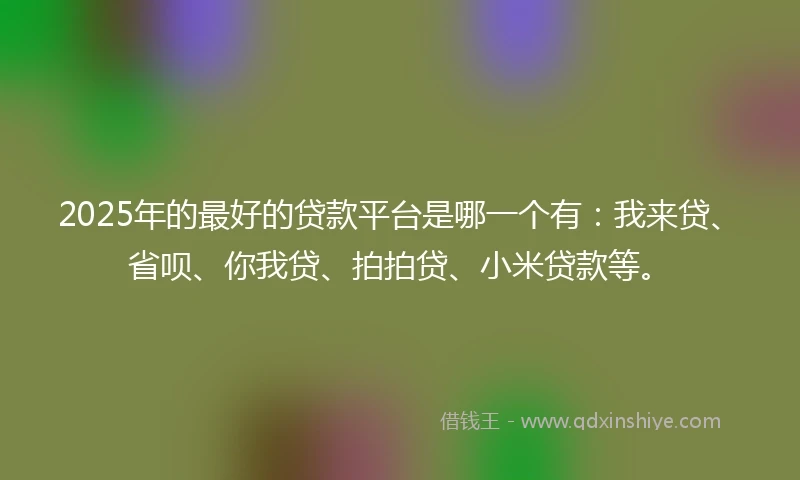 2025年的最好的贷款平台是哪一个有：我来贷、省呗、你我贷、拍拍贷、小米贷款等。