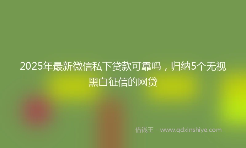 2025年最新微信私下贷款可靠吗，归纳5个无视黑白征信的网贷
