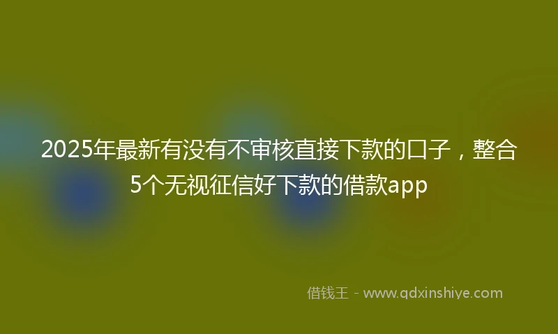 2025年最新有没有不审核直接下款的口子，整合5个无视征信好下款的借款app