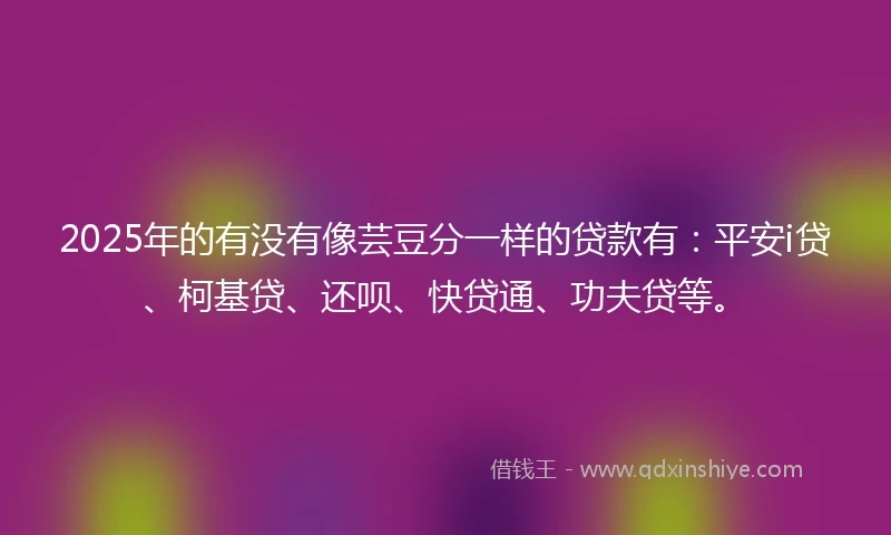 2025年的有没有像芸豆分一样的贷款有：平安i贷、柯基贷、还呗、快贷通、功夫贷等。