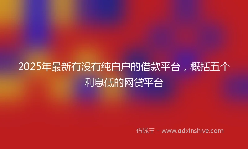 2025年最新有没有纯白户的借款平台，概括五个利息低的网贷平台