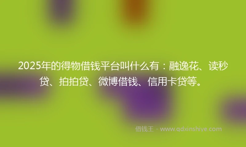 2025年的得物借钱平台叫什么有：融逸花、读秒贷、拍拍贷、微博借钱、信用卡贷等。