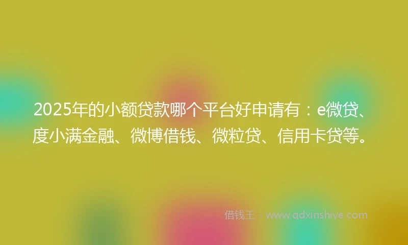 2025年的小额贷款哪个平台好申请有:e微贷、度小满金融、微博借钱、微粒贷、信用卡贷等。