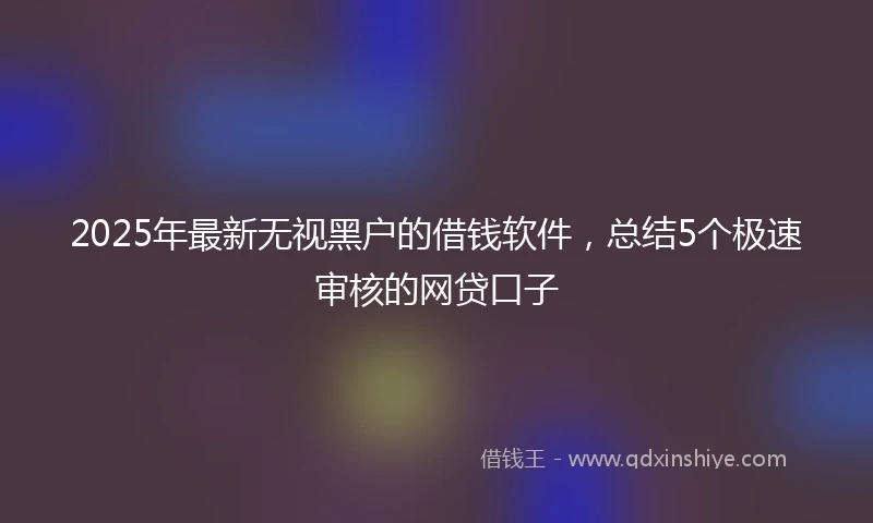 2025年最新无视黑户的借钱软件，总结5个极速审核的网贷口子