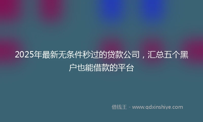 2025年最新无条件秒过的贷款公司，汇总五个黑户也能借款的平台