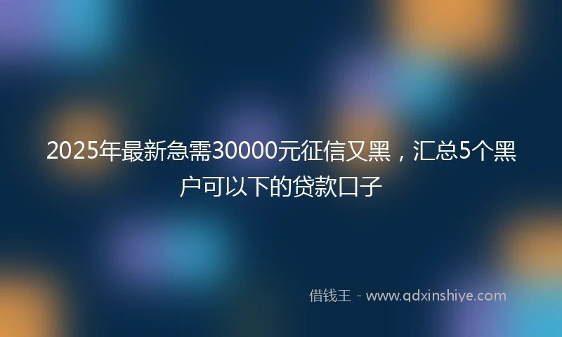 2025年最新急需30000元征信又黑，汇总5个黑户可以下的贷款口子
